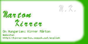 marton kirrer business card